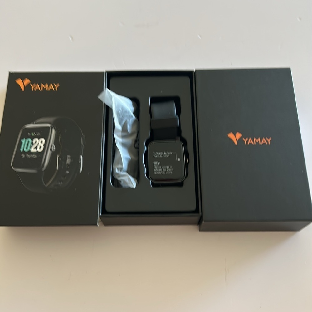 Black Smartwatch with Square Face and Active Display
